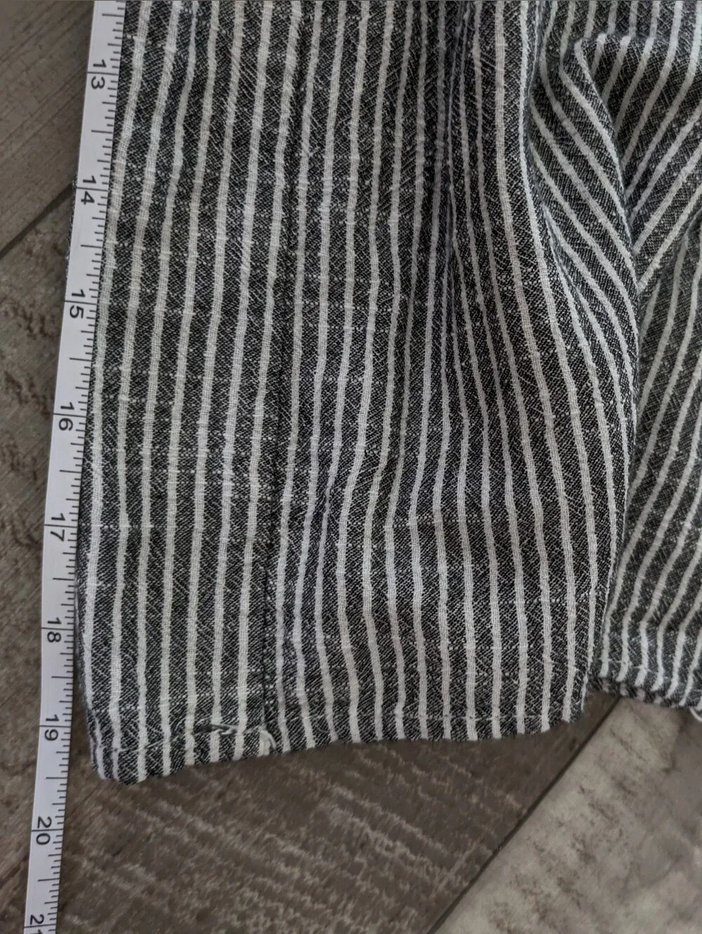 Max Studio Womens Jumpsuit Romper Size Striped Gray/White Pockets Linen Blend - Picture 7 of 9